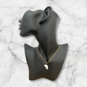 White Kitty Pendant Anime Cat Lover Charm with Gold Stainless Steel Necklace